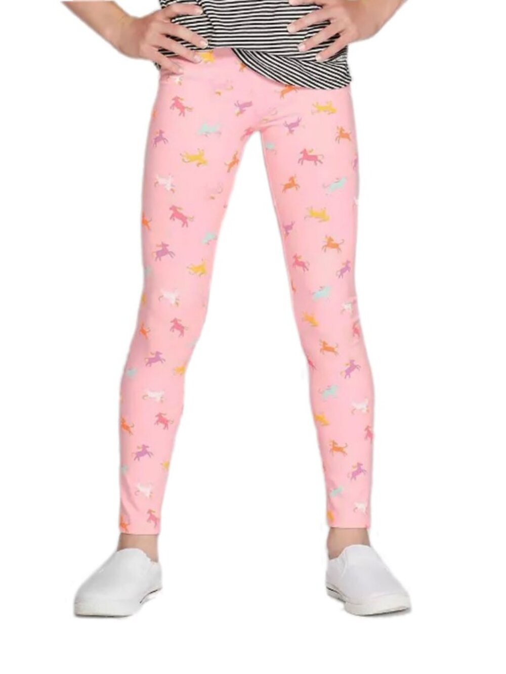 Cat & Jack Girls' Leggings Pink Unicorn Tough Cotton Pants Full Length